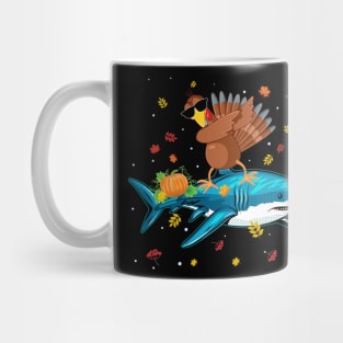 Dabbing Turkey Riding Shark Thanksgiving Christmas Gift Mug